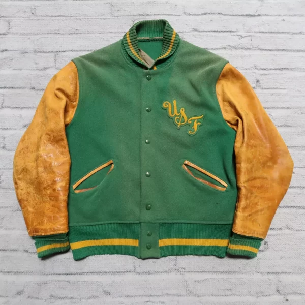 Vintage USF University of San Francisco Leather Varsity Wool Jacket