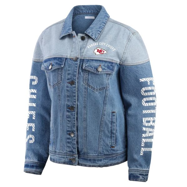 Women's WEAR by Erin Andrews Kansas City Chiefs Blue Denim Jacket