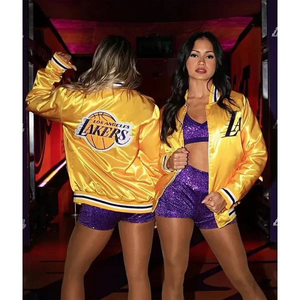 Yellow Los Angeles Lakers Full-Snap Varsity Satin Jacket