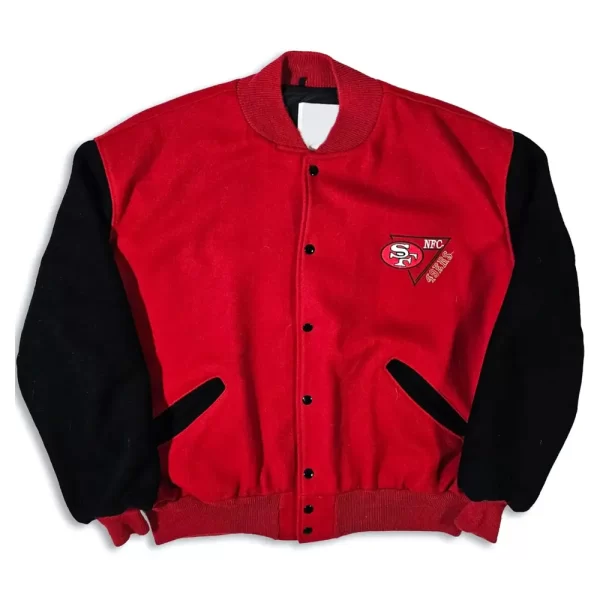 90’s San Francisco 49ers Red and Black Varsity Jacket