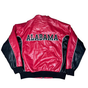 Alabama Vintage Crimson Tide Embroidered Pink Leather Jacket