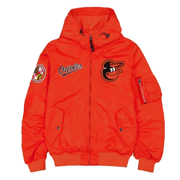 Baltimore Orioles Historic L-2B Hooded Orange Bomber Jacket