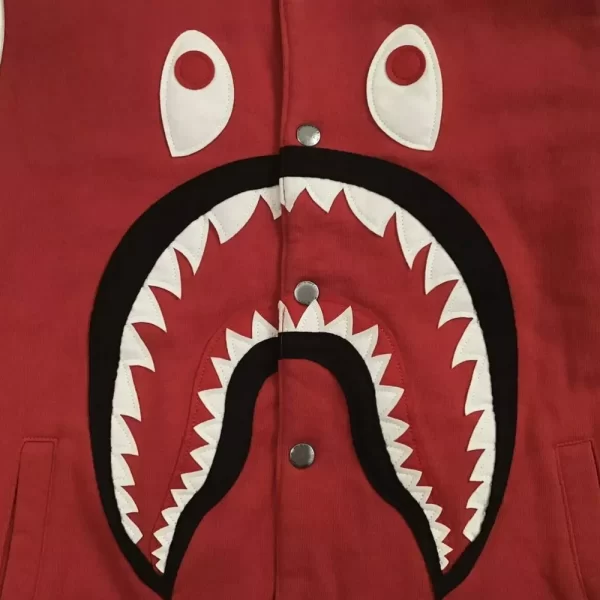 Bape Shark Sweat Red and White Varsity Jacket