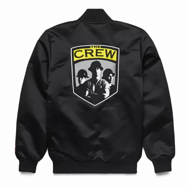 Black Columbus Crew Bomber Heavyweight Satin Jacket