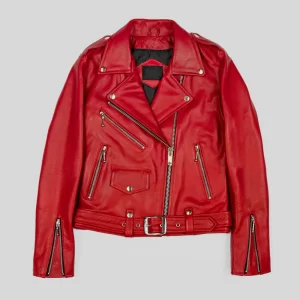 Blood Red Commando Leather Motorcycle Jacket