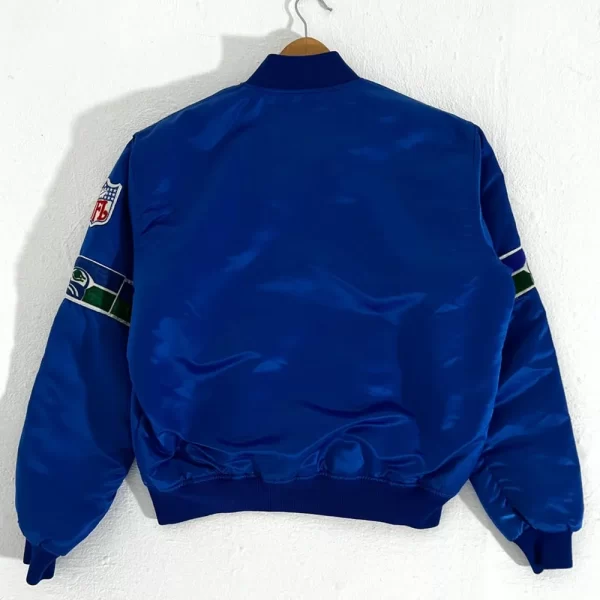 Blue 1990’s Seattle Seahawks Bomber Satin Jacket