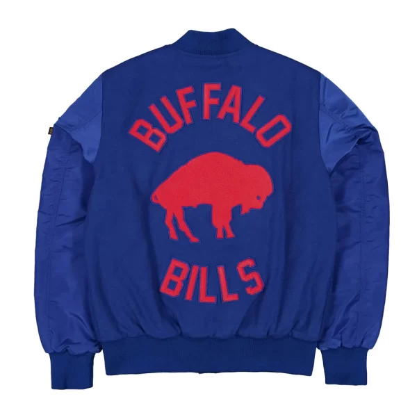 Buffalo Bills MA-1 Varsity Full-Snap Royal Wool Polyester Jacket