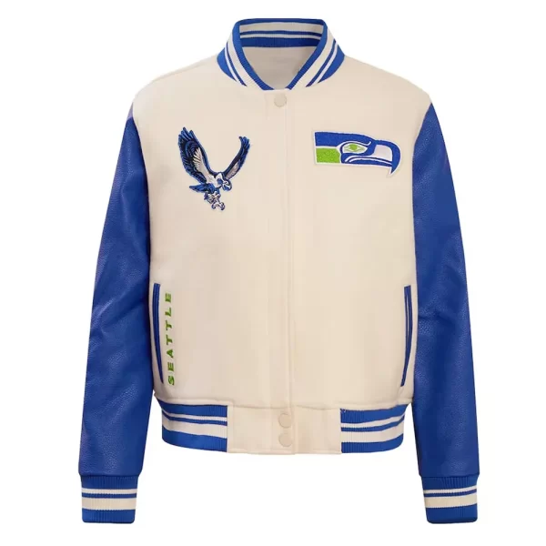 Cream Seattle Seahawks Retro Classic Full-Zip Varsity Jacket