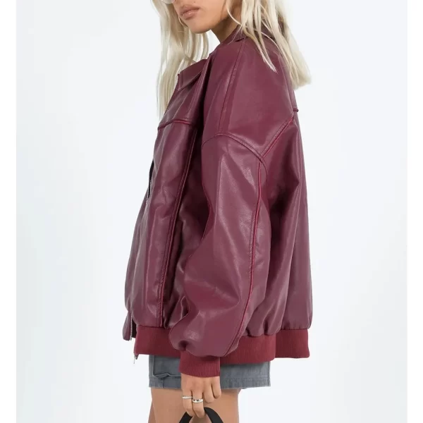 Daddy Issues Aimee Lou Wood Burgundy Leather Jackets