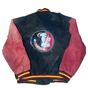 FSU Rare Vintage Embroidered Black Seude Leather Jacket