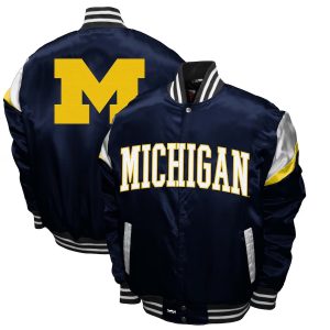 Franchise Club Navy Blue Michigan Wolverines Power Satin Jacket