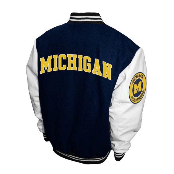 Men's Franchise Club Navy Michigan Wolverines Graduate Full-Snap Jacket