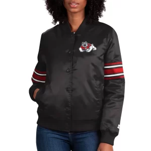 Fresno State Bulldogs Line Up Black Satin Jacket