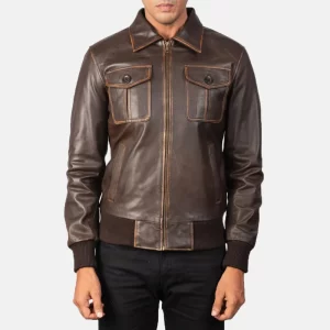 Good Bones S09 Steve Hawk Bomber Brown Leather Jacket