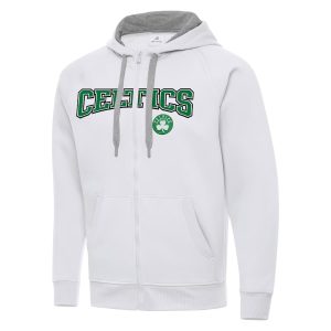 Men's Antigua White Boston Celtics Big & Tall Victory Hoodie Jacket