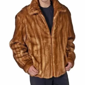 Men’s Brown Real Mink Fur Winter Warm Jacket