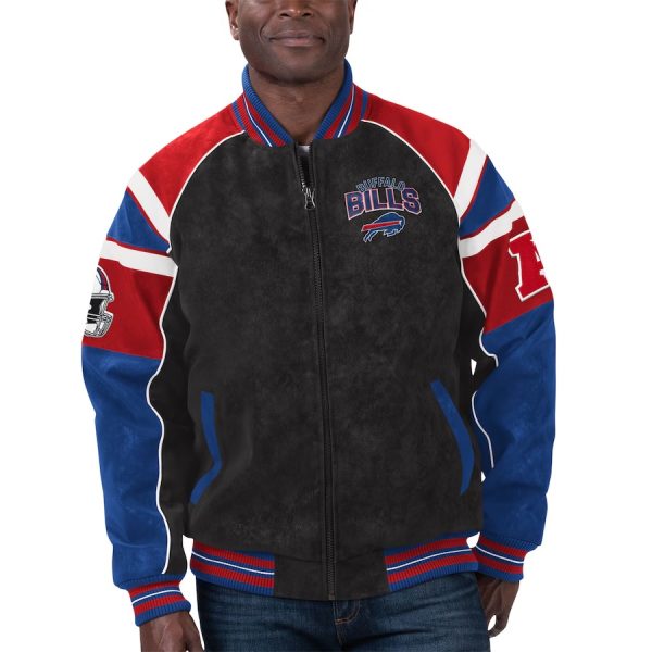 Men's Buffalo Bills G-III Sports by Carl Banks Black Faux Suede Raglan Jacket