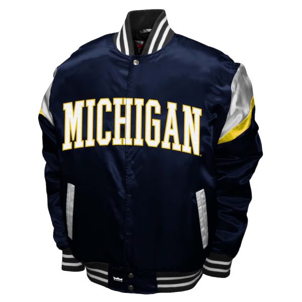 Franchise Club Navy Michigan Wolverines Power Satin Jacket