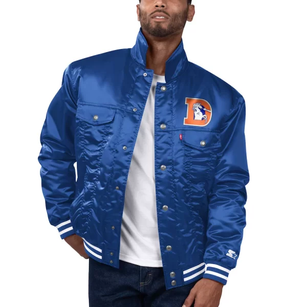 Men's Levi’s x Starter Royal Denver Broncos Silver Tab Trucker Jacket