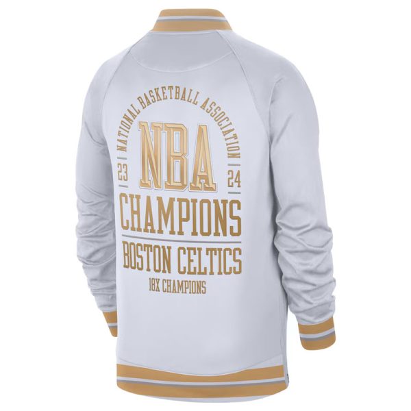 Men's Nike White/Gold Boston Celtics 2024 NBA Finals Champions Banner Collection Authentic Showtime Full-Zip Jacket