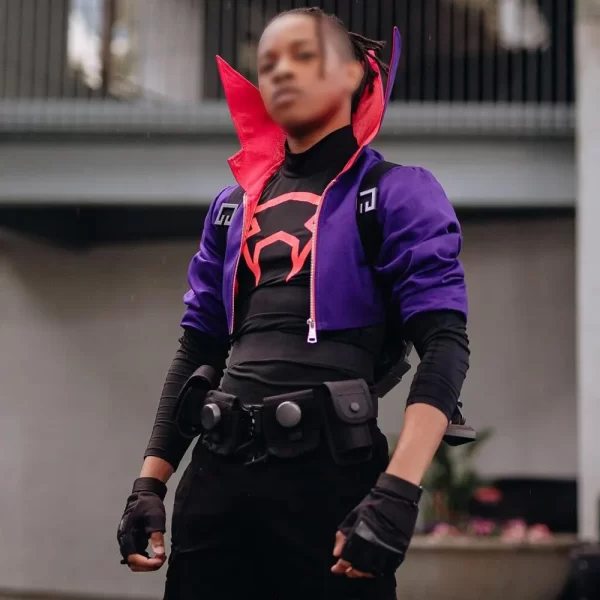 Miles Morales Prowler Purple Cotton Cropped Jacket