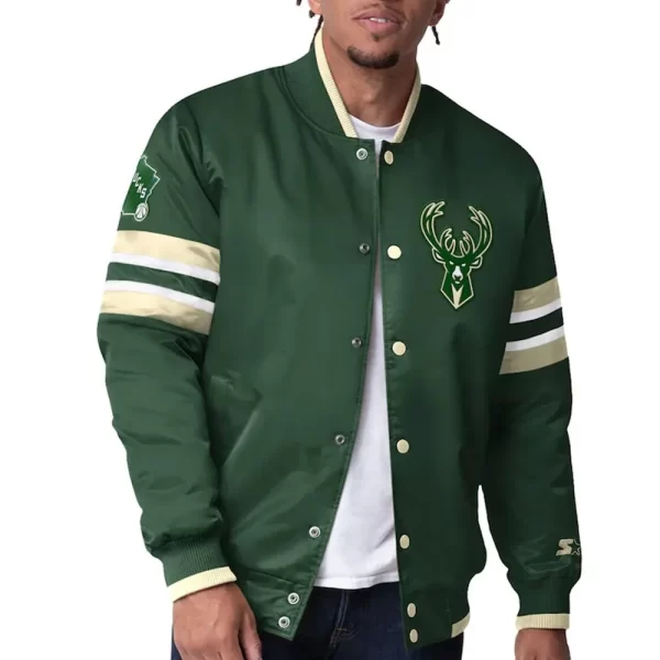 Milwaukee Bucks Scout I Varsity Full-Snap Satin Jacket