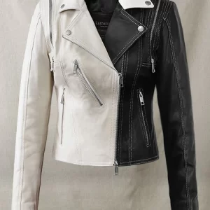 Moto Twister Black & White Leather Jacket