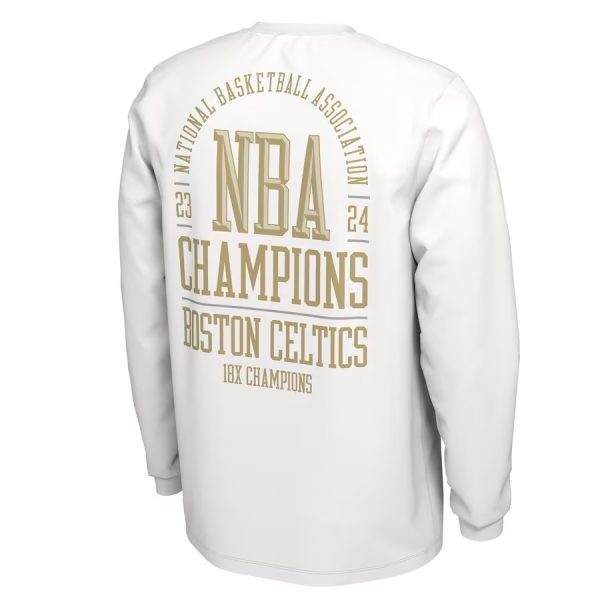 Nike Boston Celtics Unisex White 2024 NBA Finals Champions Banner Collection Long Sleeve T-Shirt