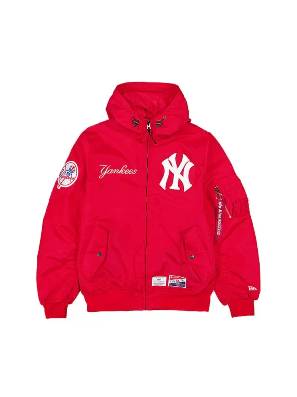 NEW YORK YANKEES X ALPHA X NEW ERA L-2B BOMBER RED JACKET