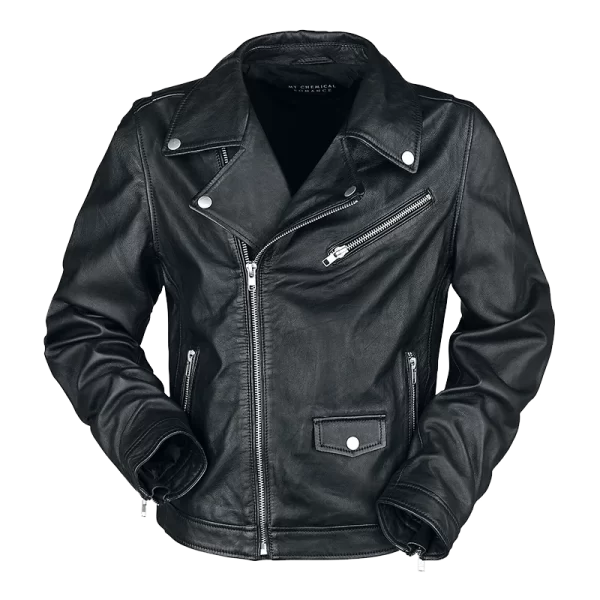 NJ Cross Leather Motorcycle Black Jacket