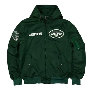 NY Jets Historic L-2B Hooded Satin Bomber Jacket