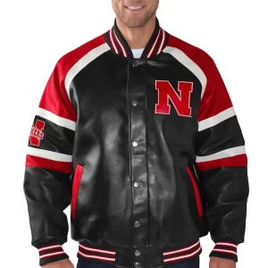 Nebraska Cornhuskers Defense Varsity Leather Jacket