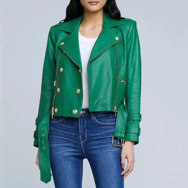 Nicole Young Selling Sunset Leather Green Jackets