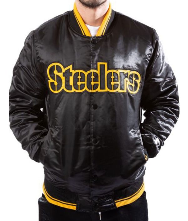 Pittsburgh Steelers Black Starter Bomber Jacket