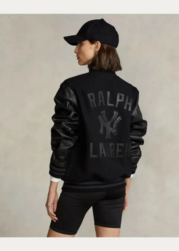 Polo Ralph Lauren NY Yankees MLB Black Ltd Ed Leather Baseball Bomber Jacket