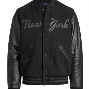 Polo Ralph Lauren NY Yankees MLB Black Ltd Ed Leather Bomber Jacket