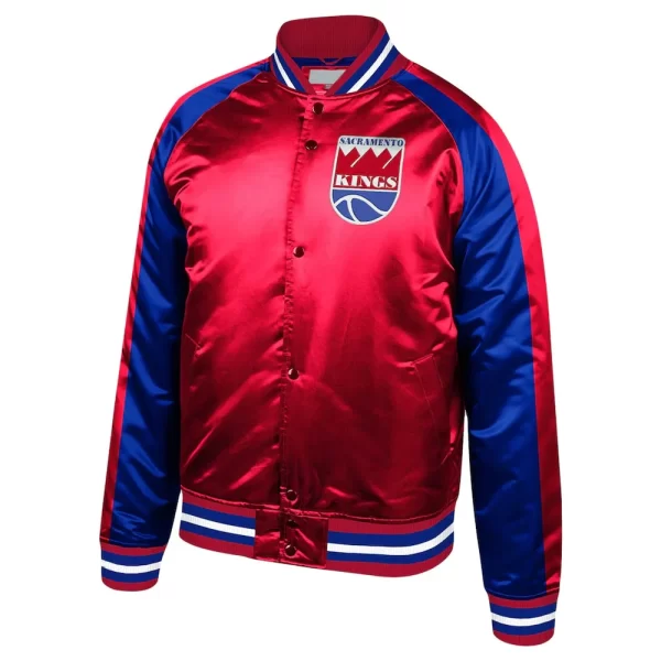 Sacramento Kings Colorblock Red and Blue Satin Jacket