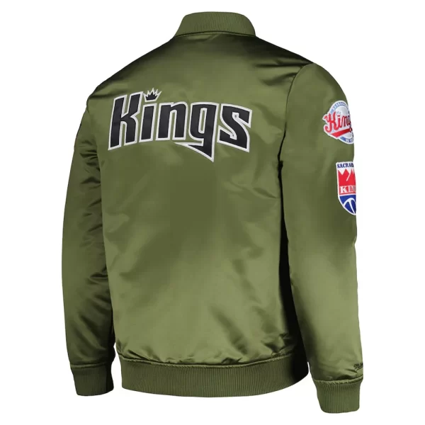 Sacramento Kings Full-Zip Bomber Green Satin Jacket