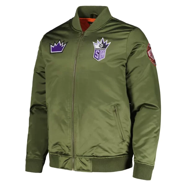 Sacramento Kings Green Bomber Satin Jacket