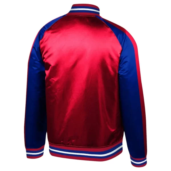 Sacramento Kings Raglan Full-Snap Satin Red and Blue Colorblock Jacket