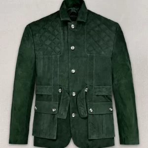 Safari Forest Suede Green Leather Blazer