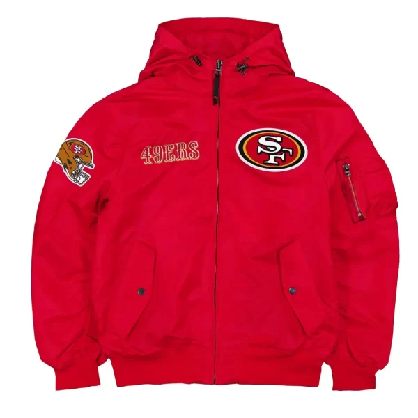 San Francisco 49ers Historic L-2B Hooded Red Bomber Jacket