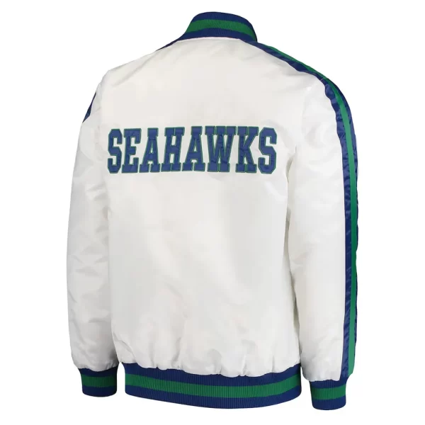 Seattle Seahawks Throwback D-Line Varsity Satin Full-Snap Jacket