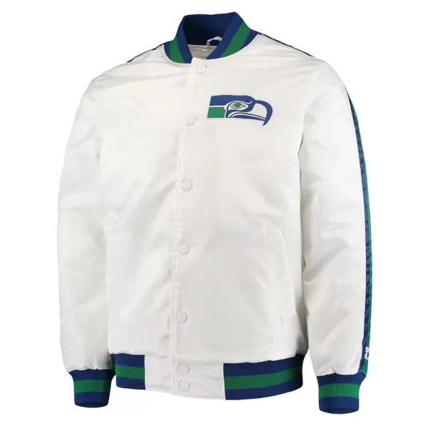 Seattle Seahawks White Throwback D-Line Satin Jacket