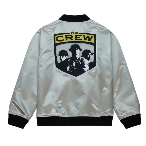 Silver Columbus Crew Full-Zip Satin Bomber Jacket