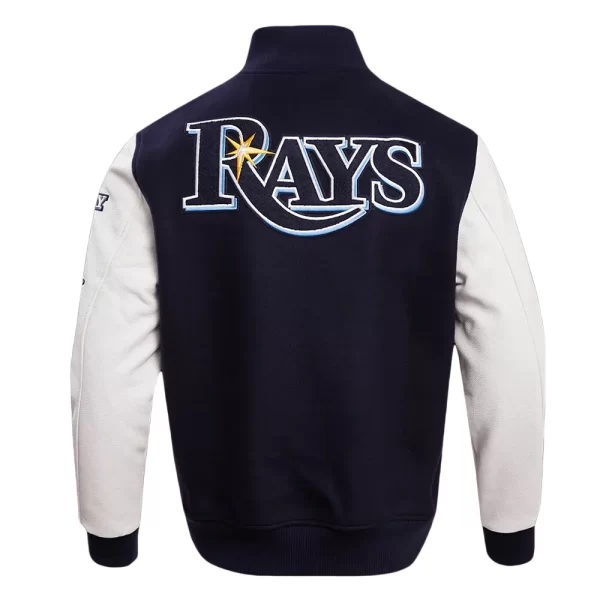 Tampa Bay Rays Navy & White Letterman Full-Snap Wool Jacket