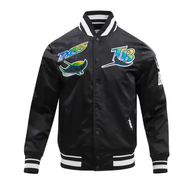 Tampa Devil Rays Retro Classic Rib Black Satin Jacket