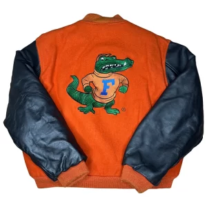 UF Rare Vintage Embroidered Gators Orange Leather Jacket