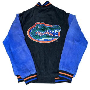 UF Vintage Embroidered Gators Logo Blue Suede Jacket