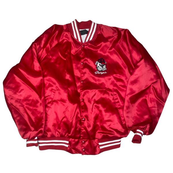 UGA Vintage Georgia Bulldogs Embroidered Satin Bomber Jacket